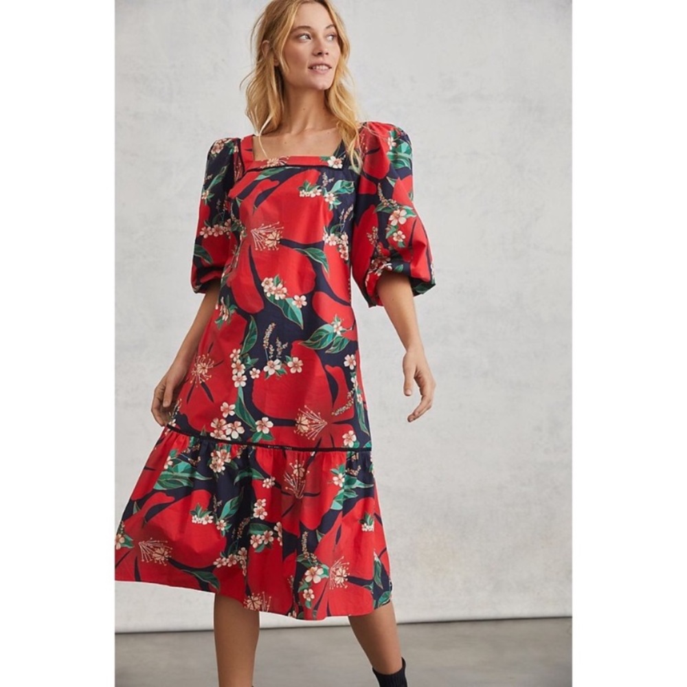 ANTHROPOLOGIE FARM RIO JAMILA MIDI DRESS